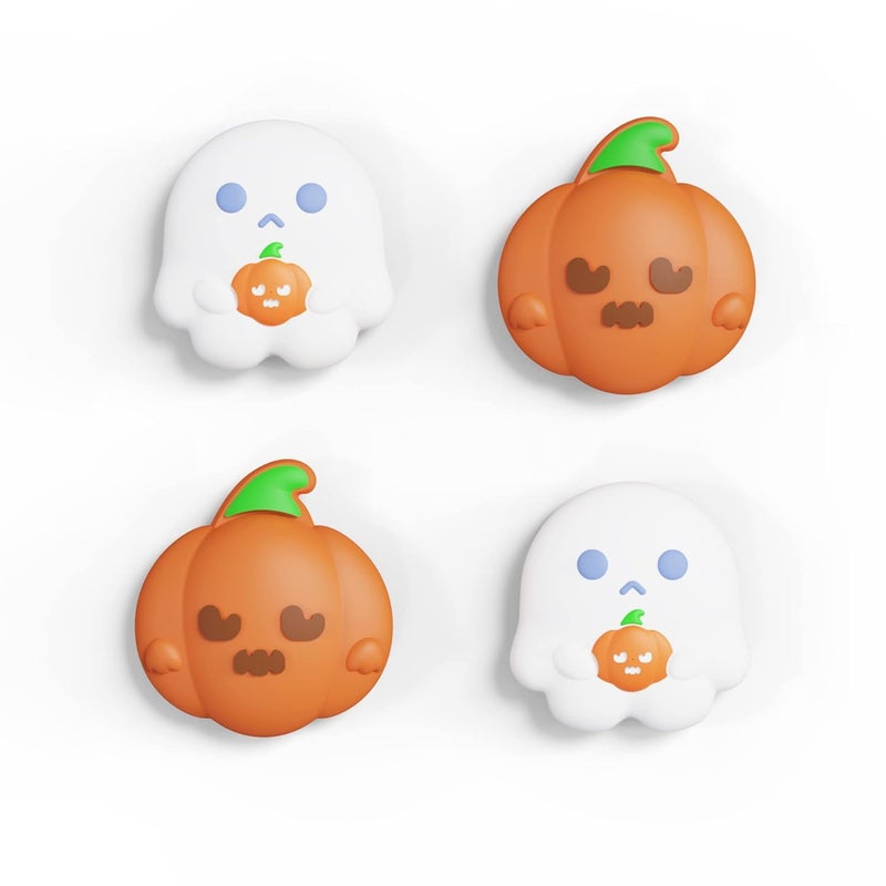 playvital Halloween Joystick Caps for Nintendo Switch, Thumbstick Grips for Switch Lite, Analog Cover for OLED Joycon Thumb Grip Caps - Spooky Ghost with Pumpkin - Image 1